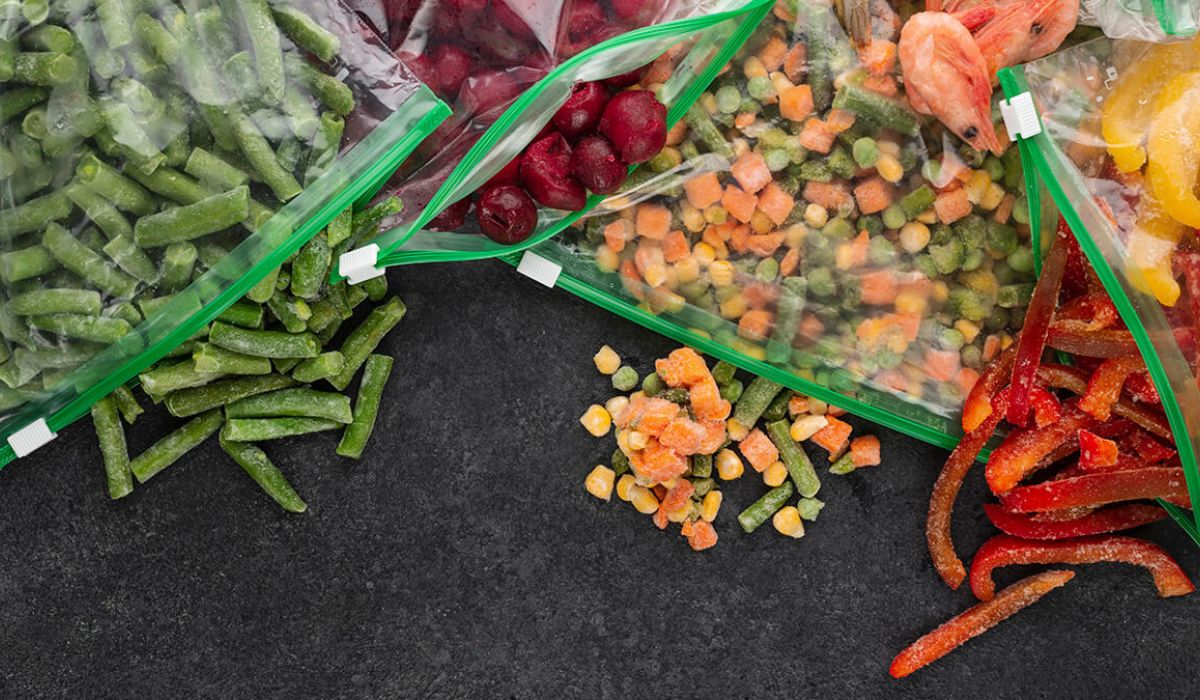 Frozen vegetabes  in a plastic bag